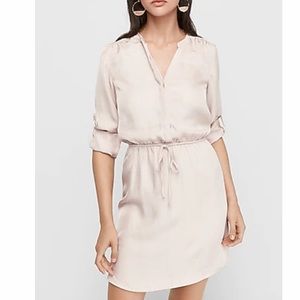 Express blush pink tie waist dress